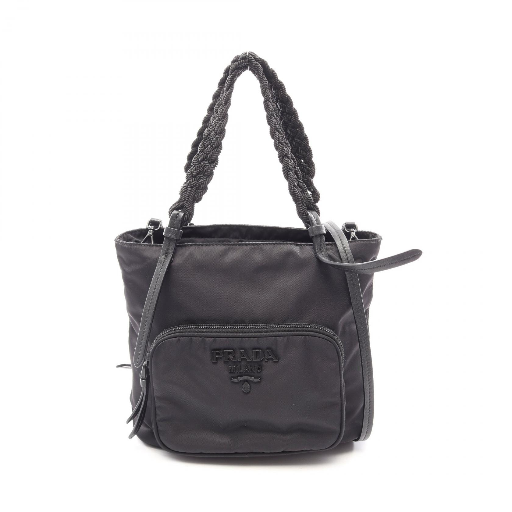 プラダ PRADA TESSUTO+PASSAMA 2WAY ハンドバッグ バッグ ナイロン レディース ブラック系 1BA207 【中古】