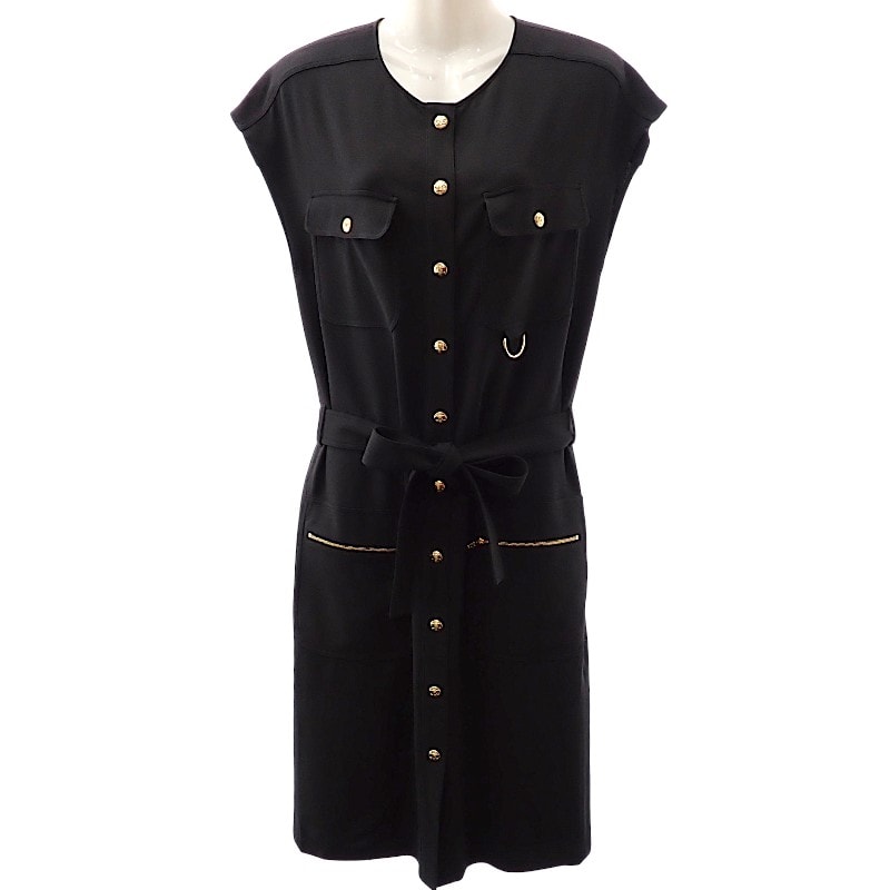 セリーヌ CELINE ベルト付き アーミードレス 2R59G865C ワンピース アセテート/レーヨン ブラック #34 レディース【中古】【Aランク】