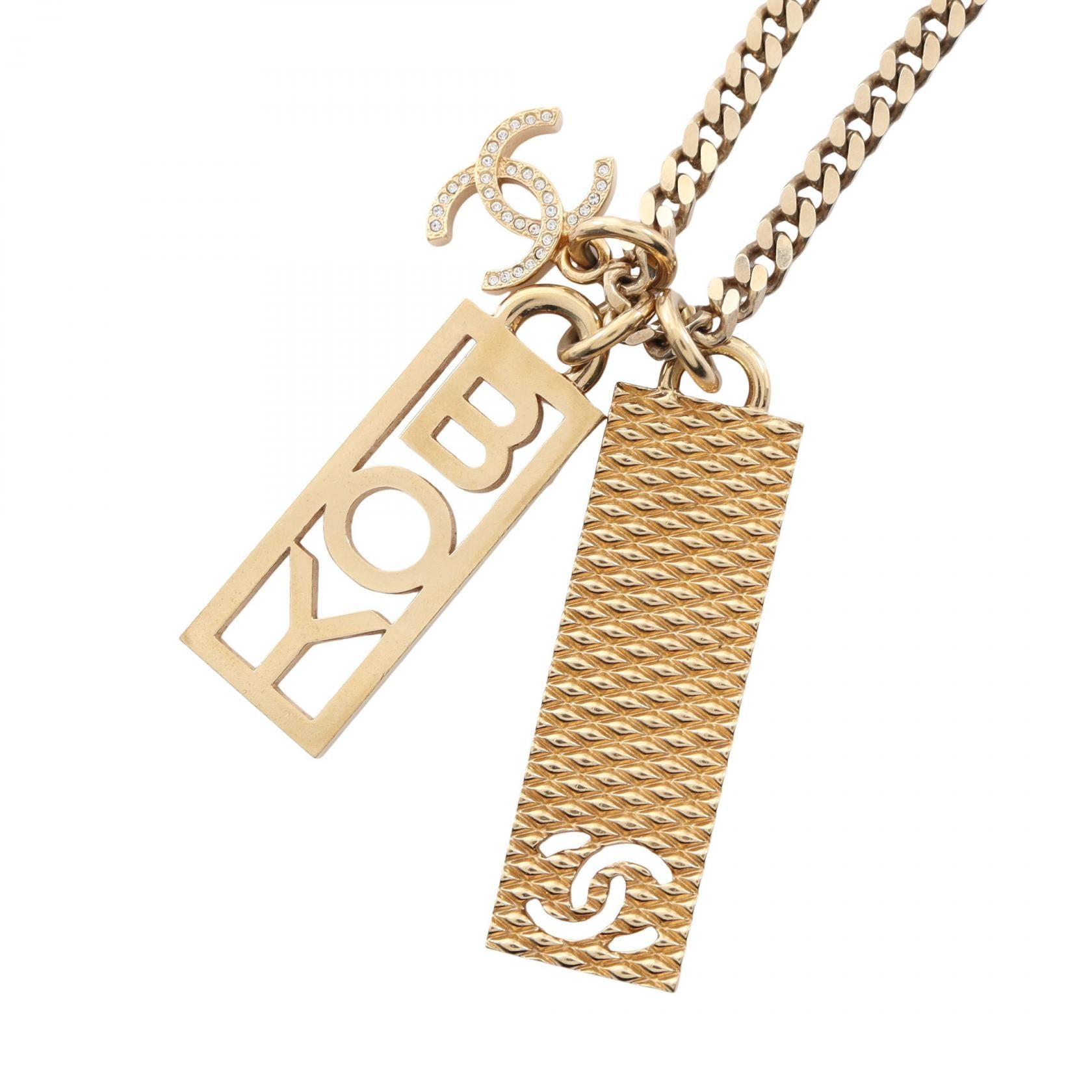 シャネル CHANEL ココマーク プレート ネックレス ジュエリー GP(ゴールドメッキ) レディース ゴールド系 C22P 【中古】