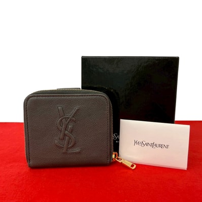 YVES SAINT LAURENT イヴ・サンローラン YSL ロゴ レザー 二つ折り財布 グレー
07758