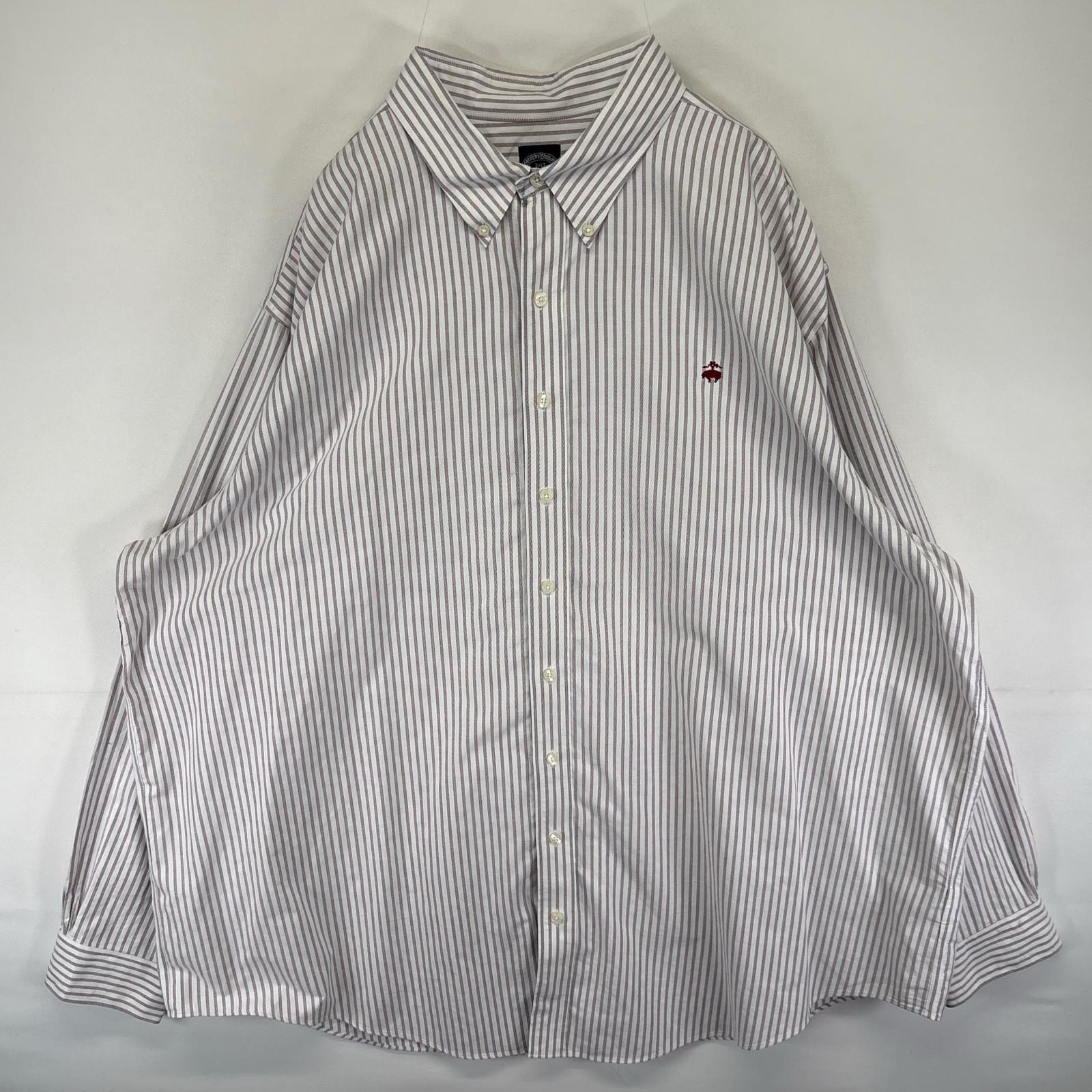 古着 ブルックスブラザーズ Brooks Brothers 長袖シャツ ボタンダウン ワンポイントロゴ刺繍 1818 3XLT パープル系 ストライプ メンズ