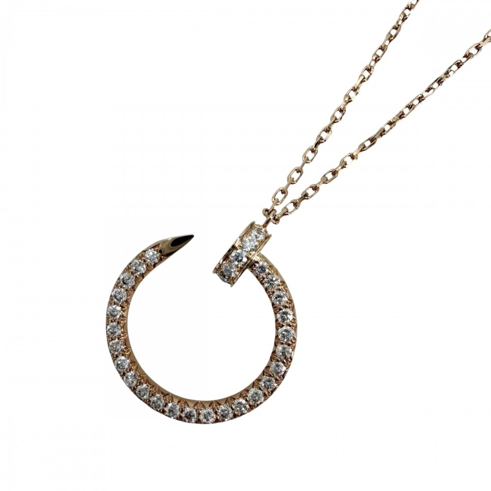 CARTIER カルティエ ネックレス ジュストアンクル ペンダント ジュエリー アジャスター付き 釘 18金PG Au750 アクセサリー K18ピンクゴールド    ダイヤモンド レディース 約5.5g 美品【中古品】