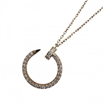 CARTIER カルティエ ネックレス ジュストアンクル ペンダント ジュエリー アジャスター付き 釘 18金PG Au750 アクセサリー K18ピンクゴールド ダイヤモンド レディース 約5.5g 美品【中古品】