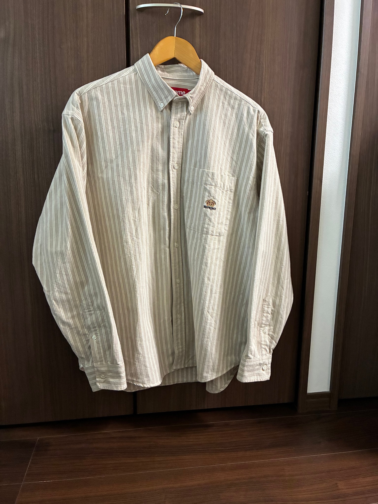 Supreme Loose Fit Flannel Oxford Shirt "Tan Stripe" (26FW)