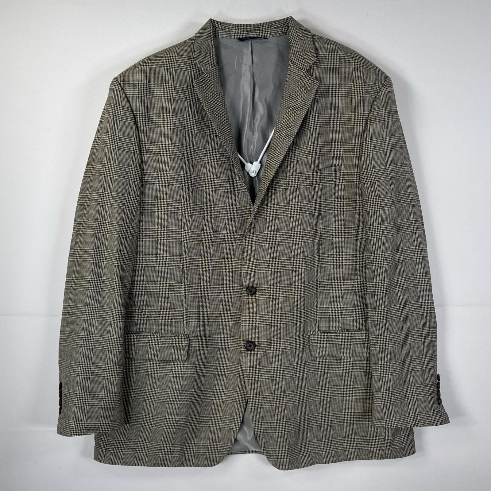 古着 ラルフローレン RALPH LAUREN テーラードジャケット 千鳥格子柄 スーツ ブレザー シルク ウール 46L  グレー系 チェック メンズ