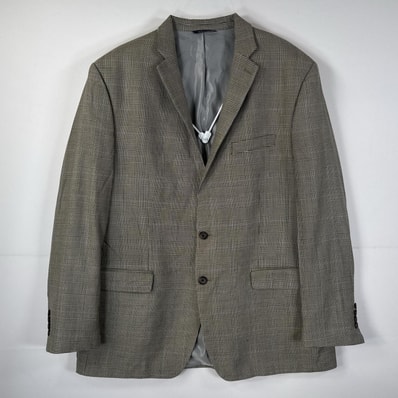 古着 ラルフローレン RALPH LAUREN テーラードジャケット 千鳥格子柄 スーツ ブレザー シルク ウール 46L グレー系 チェック メンズ