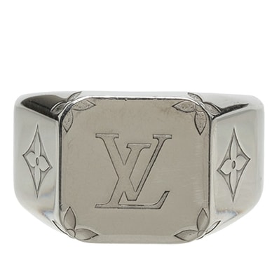 ルイ ヴィトン モノグラム シグネット リング 指輪 #M M00625 シルバー メタル メンズ LOUIS VUITTON 中古