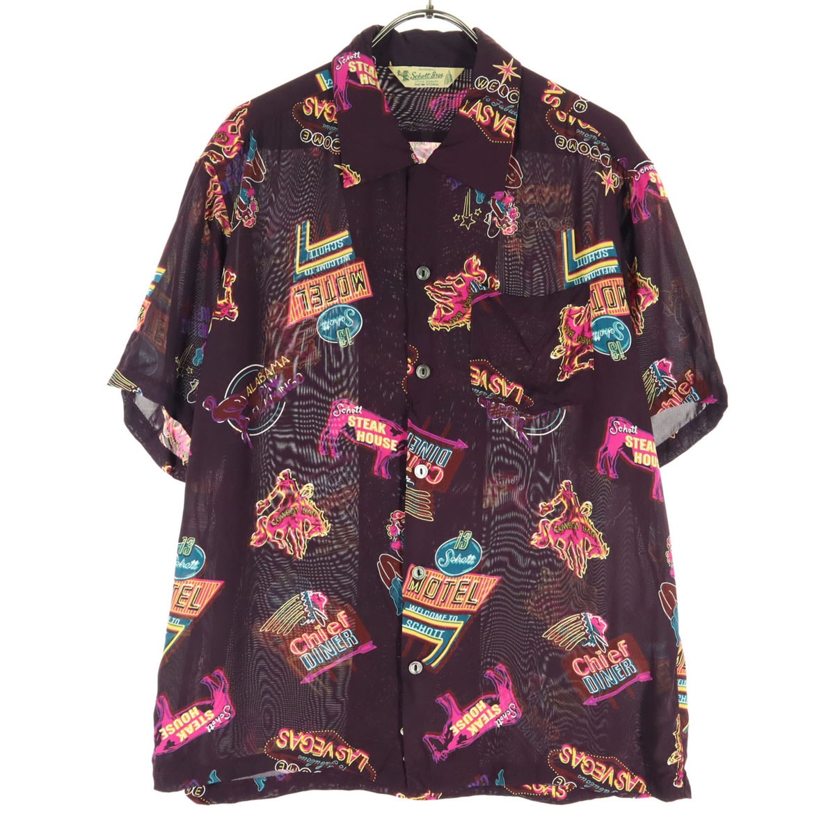 値下げ】Schott ショット アロハシャツ 半袖 ピンク系 値下げ】Schott