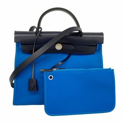 ★SALE【6db1754-h】エルメス ハンドバッグ エールバッグジップPM トワルオフィシエ ネイビー ブルー シルバー金具 X刻印 2wayバッグ【中古】メンズ レディース ユニセックス