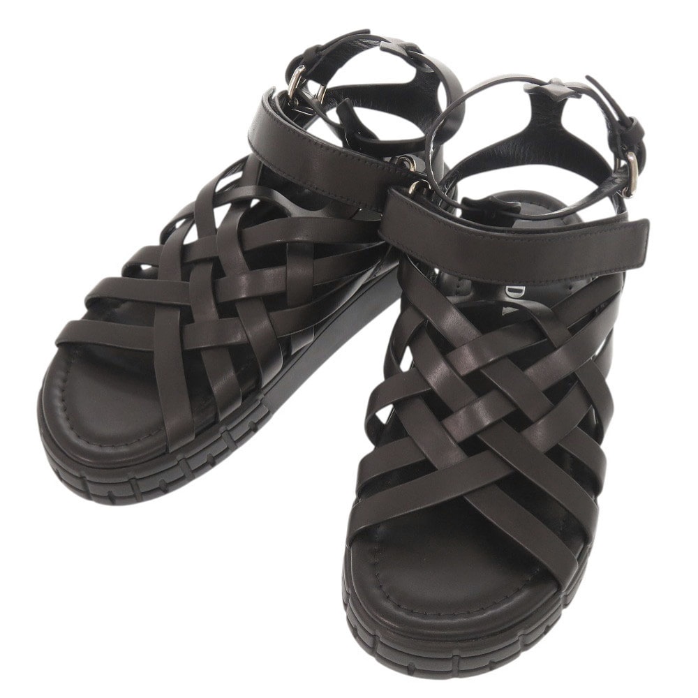 プラダ    メッシュサンダル レザー  ブラック   サンダル