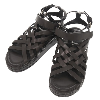 プラダ メッシュサンダル レザー ブラック サンダル