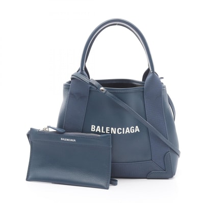 バレンシアガ BALENCIAGA ネイビーカバ XS 2WAY ハンドバッグ バッグ レザー キャンバス レディース ネイビー系 390346 【中古】