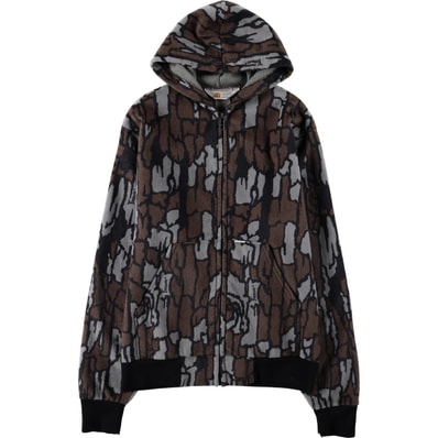 古着 ~90年代 カーハート Carhartt Rugged Outdoor Wear 迷彩柄 トレバークカモ スウェットフルジップパーカー USA製 メンズM相当 ヴィンテージ/evb036058