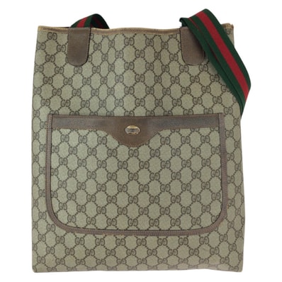 GUCCI グッチ ヴィンテージ オールドグッチ シェリーライン ベージュ ブラウン GGスプリームキャンバス トートバッグ ショルダーバッグ 600714 【中古】