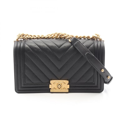 シャネル CHANEL ボーイシャネル シェブロン Vステッチ ショルダーバッグ バッグ キャビアスキン(グレインドカーフ) レディース ブラック系 【中古】