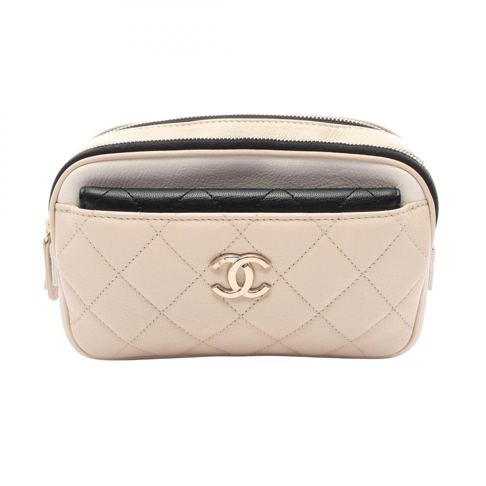 シャネル CHANEL マトラッセ ウエストバッグ バッグ レザー レディース ベージュ系 / ホワイト系 / ブラック系 【中古】