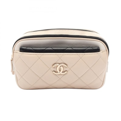 シャネル CHANEL マトラッセ ウエストバッグ バッグ レザー レディース ベージュ系 / ホワイト系 / ブラック系 【中古】