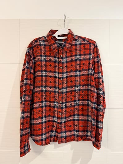Chrome Hearts Loose End Cross Patch Cross Pattern Check L/S Shirt "Red/Black"