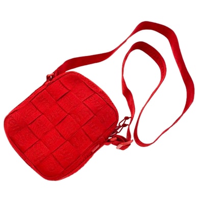 Supreme シュプリーム ショルダーバッグ 24SS Woven Shoulder Bag ロゴ刺繍 ウーブン ショルダーバッグ レッド系【中古】