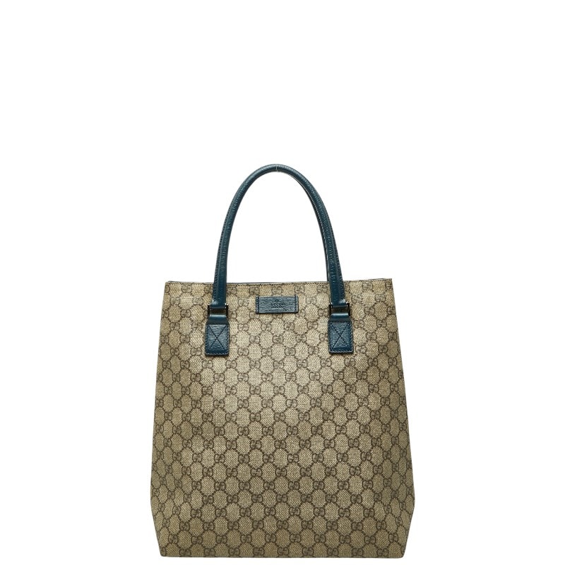 グッチ GGスプリーム トートバッグ ショルダーバッグ 131220 ベージュ ネイビー PVC レザー レディース GUCCI 【中古】