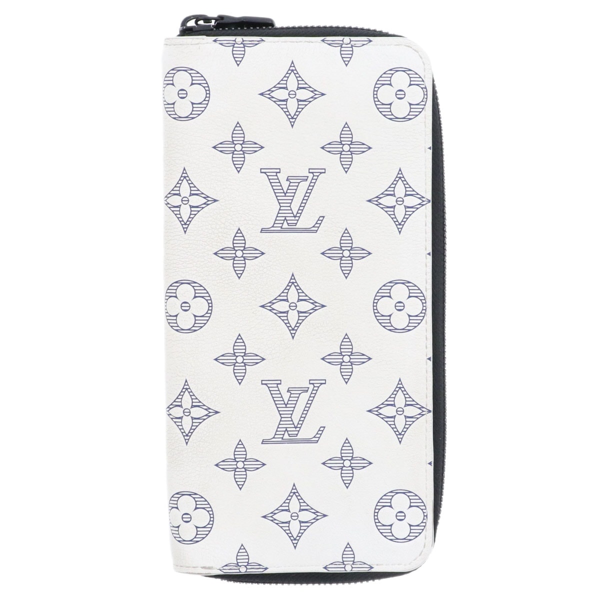 LOUIS VUITTON ルイ・ヴィトン ジッピーウォレット ヴェルティカル モノグラム シャドウ 長財布 M83381 モノグラムシャドウ レザー ホワイト ブルー ブラック  メンズ【中古】