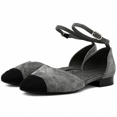【美品】CHANEL シャネル キルティング パンプス サイズ 36 レディース スリングバック ヌバック ロゴ シューズ 靴 箱/袋付属 グレー ブラック 黒 灰色 イタリア製