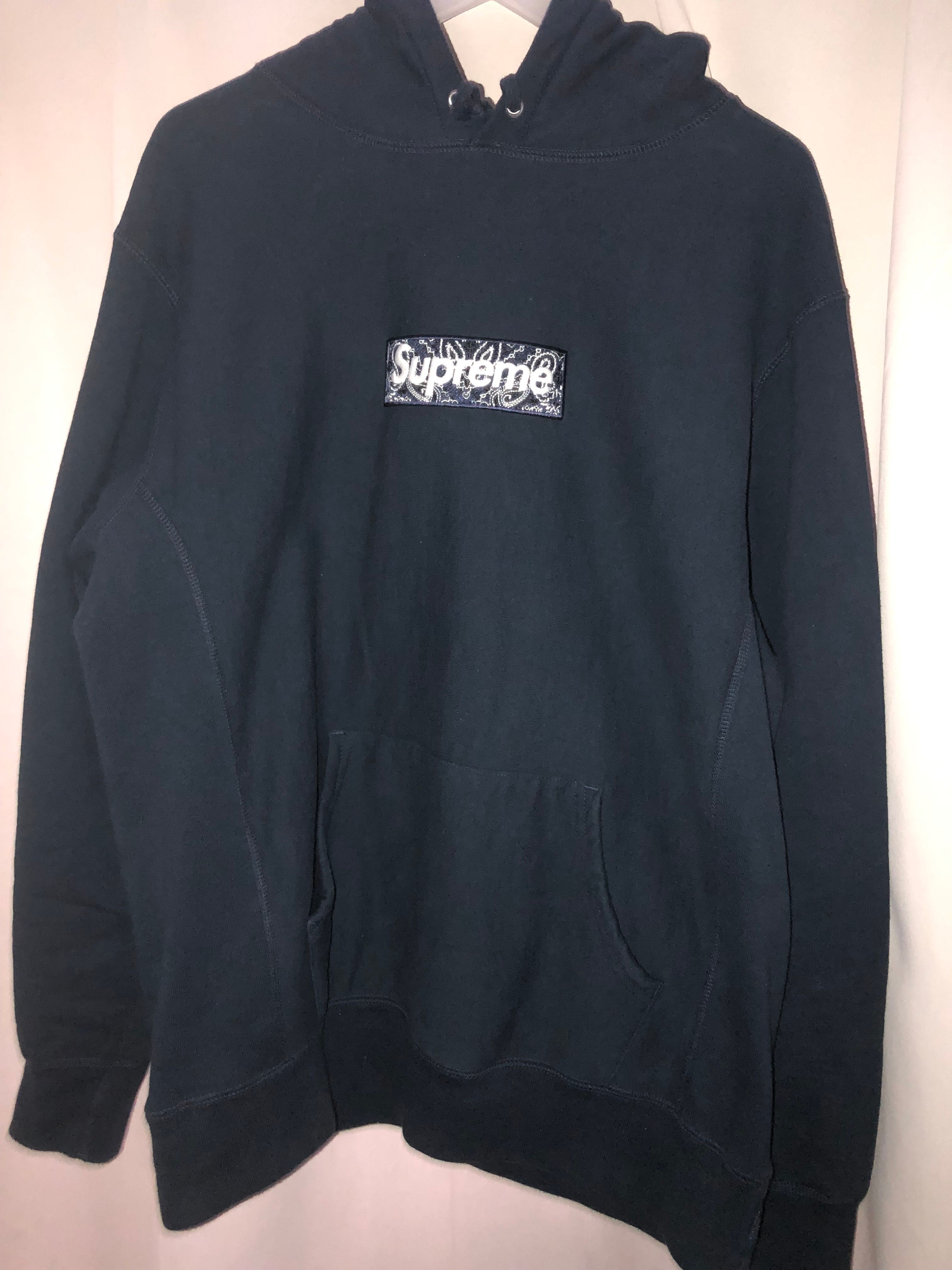 Supreme Bandana Box Logo Hooded Sweatshirt "Navy"