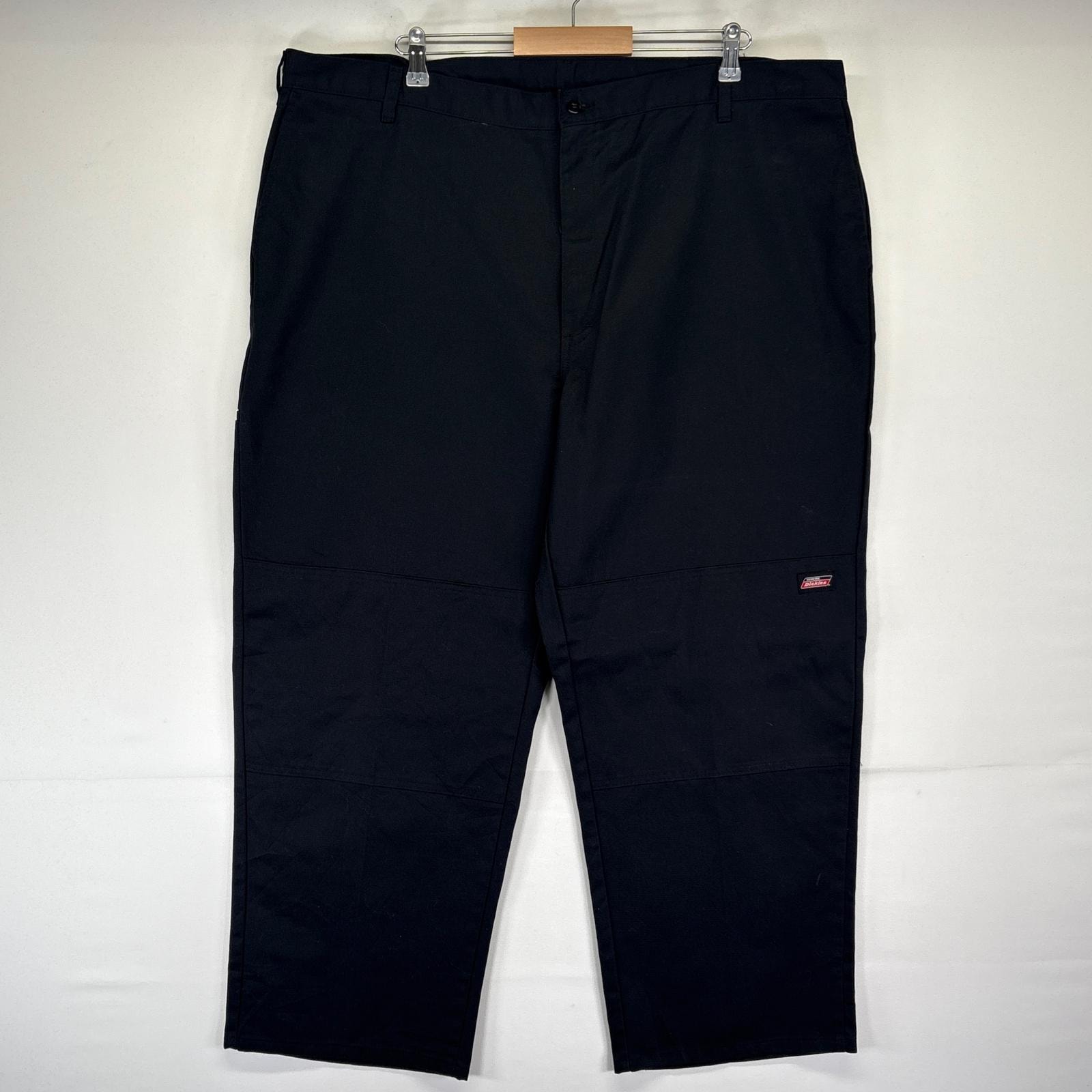 古着 ディッキーズ Dickies ワークパンツ ワンポイントロゴ ダブルニー 大きいサイズ チノパン 長ズボン ブラック メンズ
