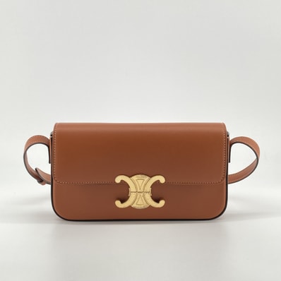 CELINE(セリーヌ) トリオンフ クロード シャイニーカーフスキン 194143 ショルダーバッグ キャメルブラウン