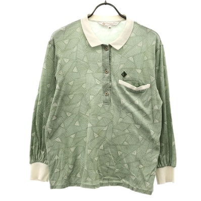 Christian Dior SPORTS クリスチャンディオール スポーツ 80s ロゴ刺繍 長袖 ポロシャツ M グリーン×ホワイト オールド ヴィンテージ