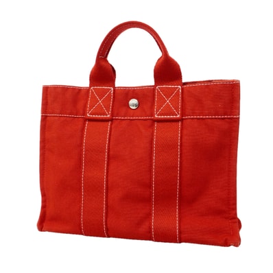 ★SALE【6gd4155】エルメス トートバッグ ドーヴィルPM キャンバス レッド シルバー金具【中古】レディース
