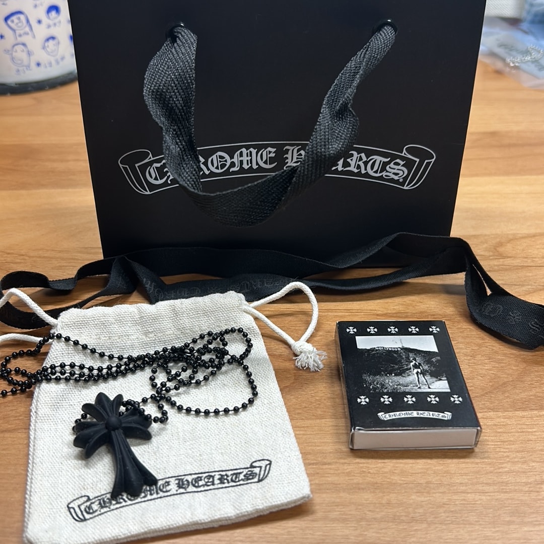 Chrome Hearts Rubber Small CH Cross Silicon Necklace "Black"