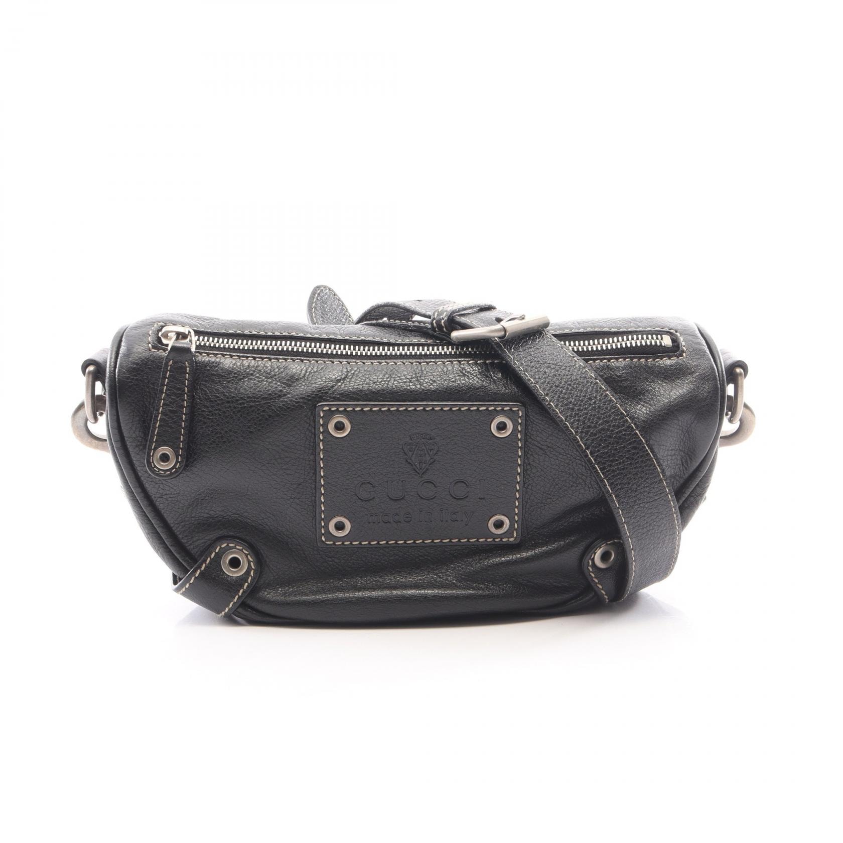 グッチ GUCCI クレスト ショルダーバッグ バッグ レザー レディース ブラック系 223337 【中古】