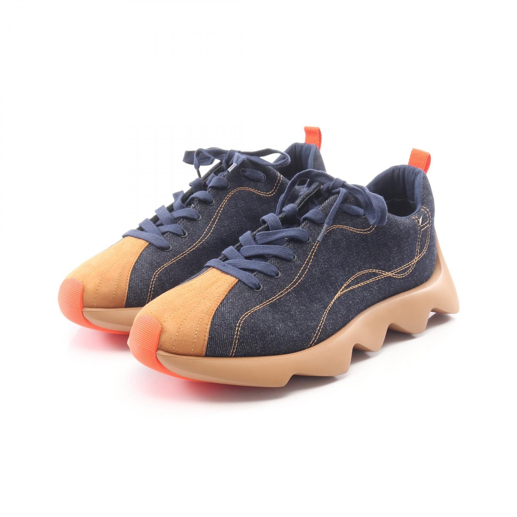 エルメス HERMES アンヴォル スニーカー 靴 デニム スウェード メンズ ネイビー系 / ブラウン系 【中古】
