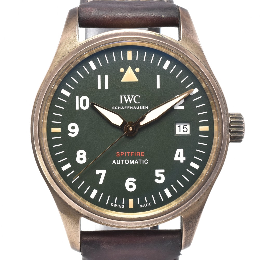 IWC IWC SCHAFFHAUSEN IW326806 パイロットウォッチ スピットファイア グリーン 自動巻き メンズ 箱・保証書付き D#147198