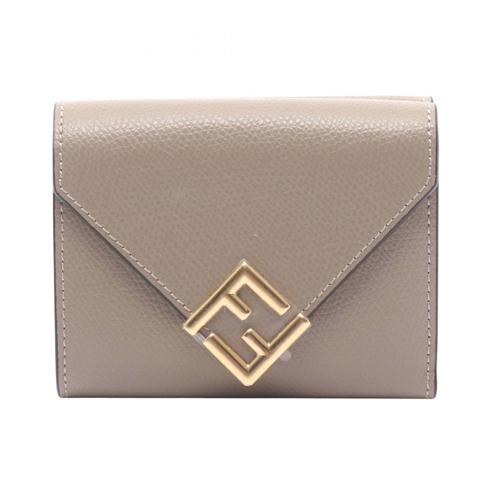 フェンディ FENDI FFダイヤモンド 三つ折り財布 財布 レザー レディース ベージュ系 8M0480ALV4F1N1G 【新品】