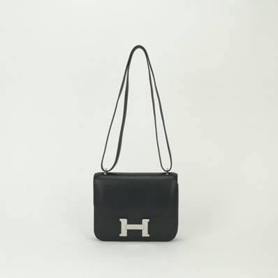 エルメス HERMES コンスタンス3 ミニ18 コンスタンス 3 ミニ18 バッグ ショルダーバッグ タデラクト ノワール Noir ブラック Black 黒 シルバー金具 ボックスカーフ