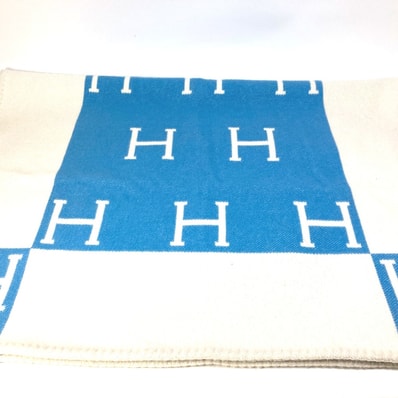 エルメス HERMES プレード アヴァロン インテリア ひざかけ 毛布 ブランケット ウール/カシミヤ ブルー