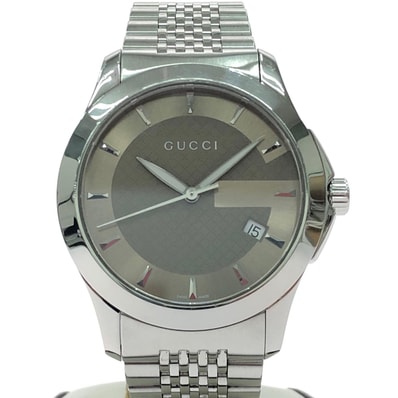 GUCCI グッチ メンズ腕時計 クオーツ Gタイムレス SS デイト 文字盤オリーブ 126.4