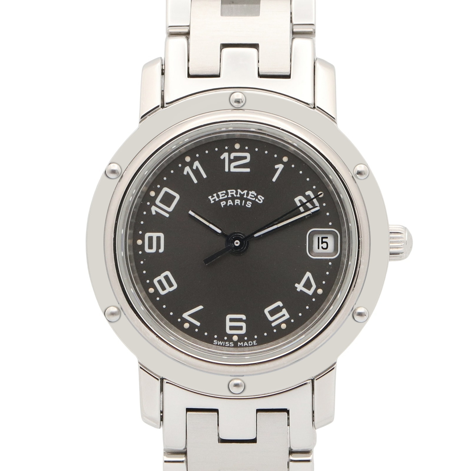 エルメス HERMES クリッパー 腕時計 時計 ステンレススチール レディース ブラック系 CL4.210 【中古】