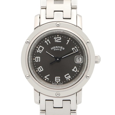 エルメス HERMES クリッパー 腕時計 時計 ステンレススチール レディース ブラック系 CL4.210 【中古】