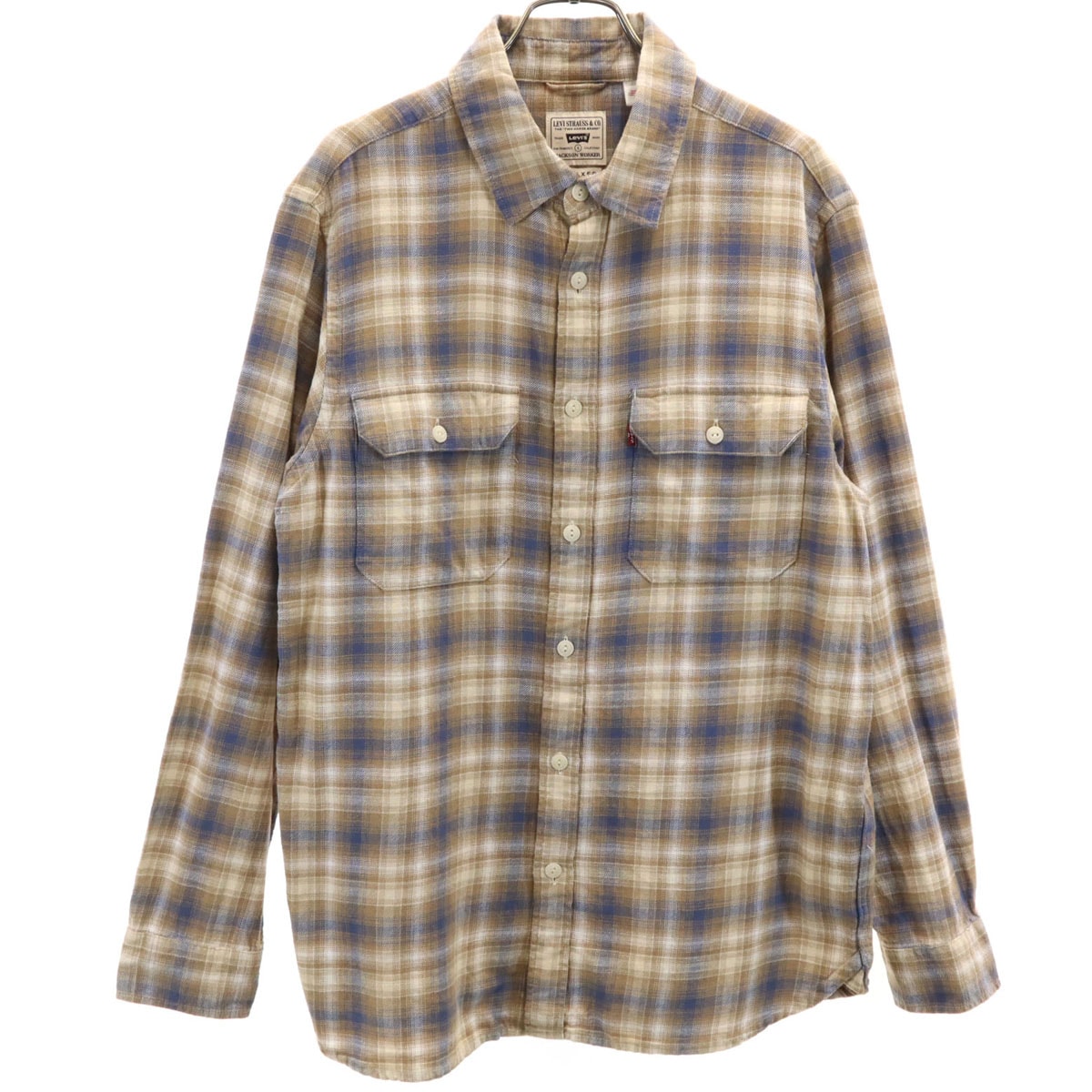 Levi's リーバイス チェック柄 長袖 シャツ S ベージュ系