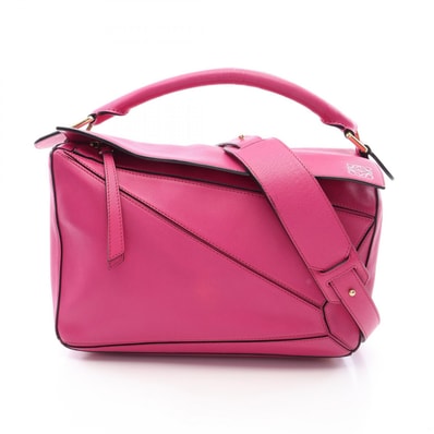 ロエベ LOEWE パズルバッグ ミディアム 2WAY ハンドバッグ バッグ レザー レディース ピンク系 【中古】