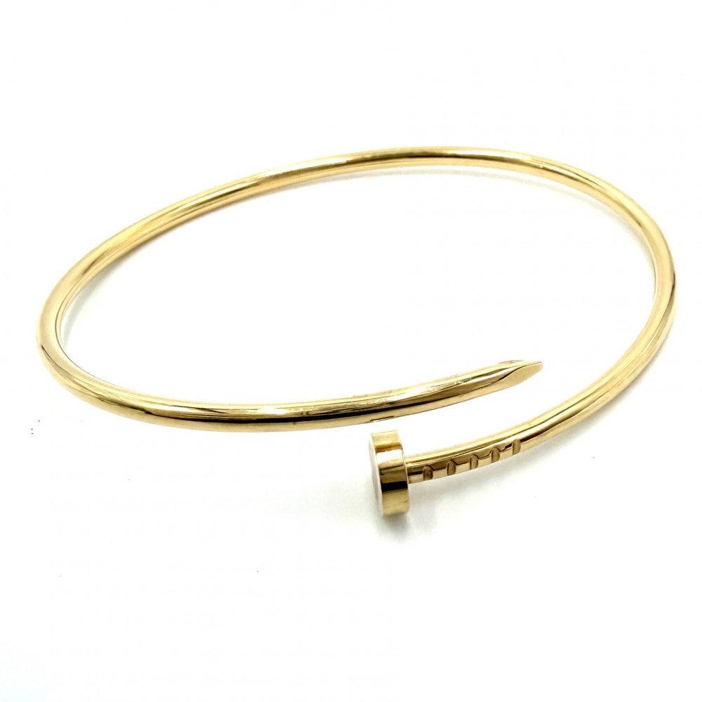 CARTIER カルティエ バングル ブレスレット ジュストアンクル スモールモデル 釘 18金YG Au750 ジュエリー アクセサリー 18サイズ K18イエローゴールド レディース 約10.4g【中古品】