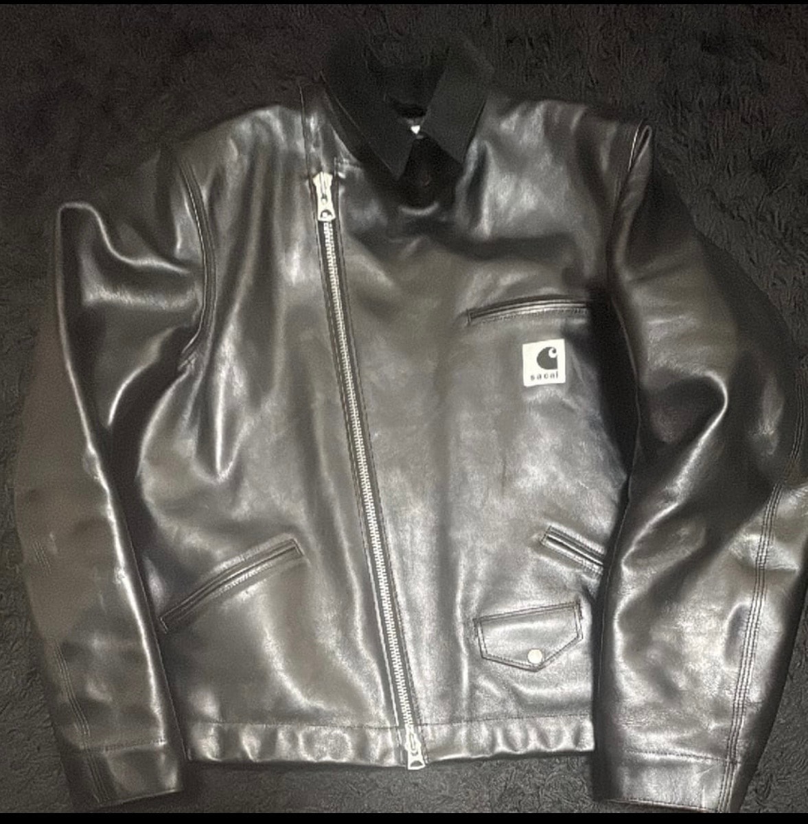 sacai x Carhartt WIP Leather Jacket Mens "Black"