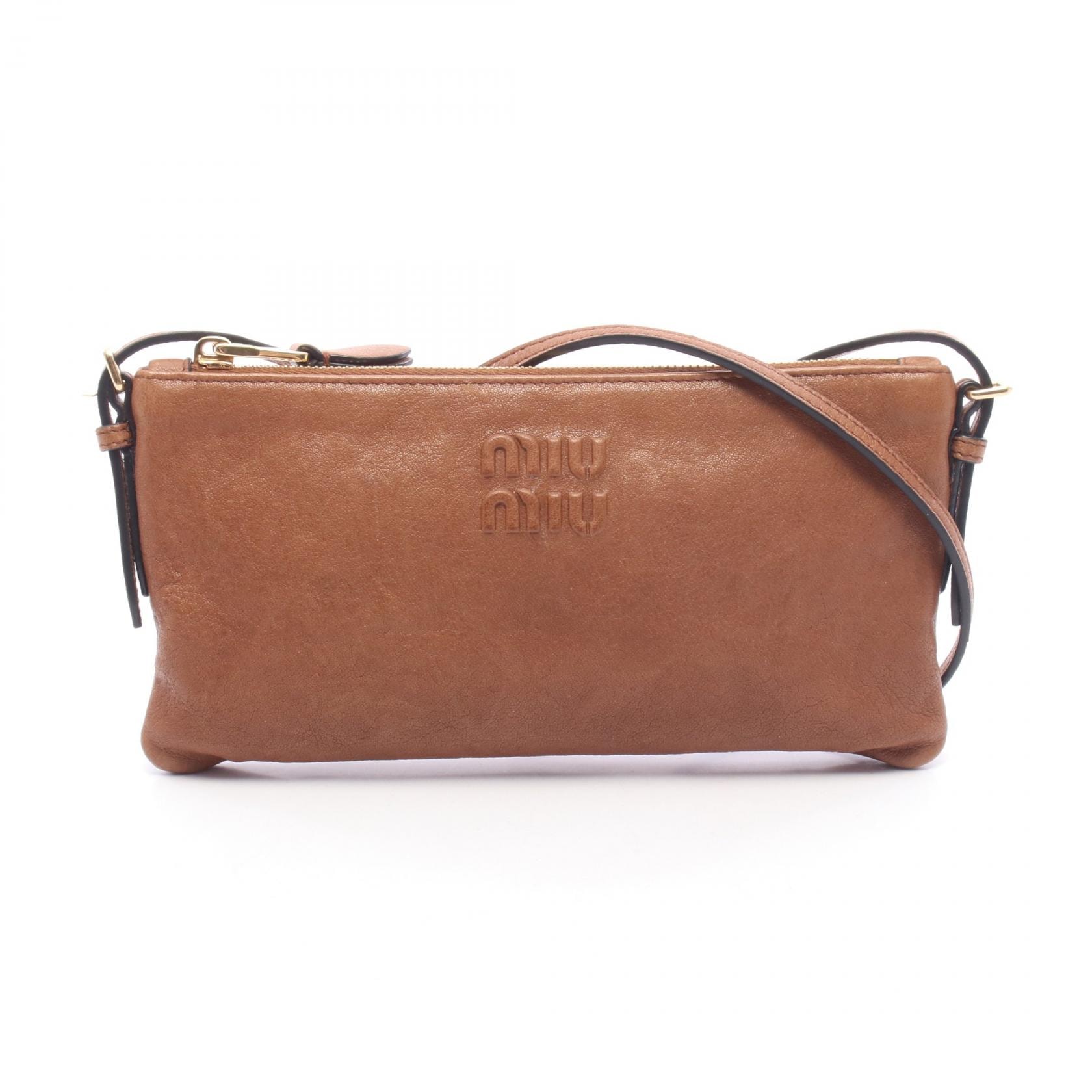 ミュウ ミュウ Miu Miu ショルダーバッグ バッグ レザー レディース ブラウン系 5NI007 【中古】