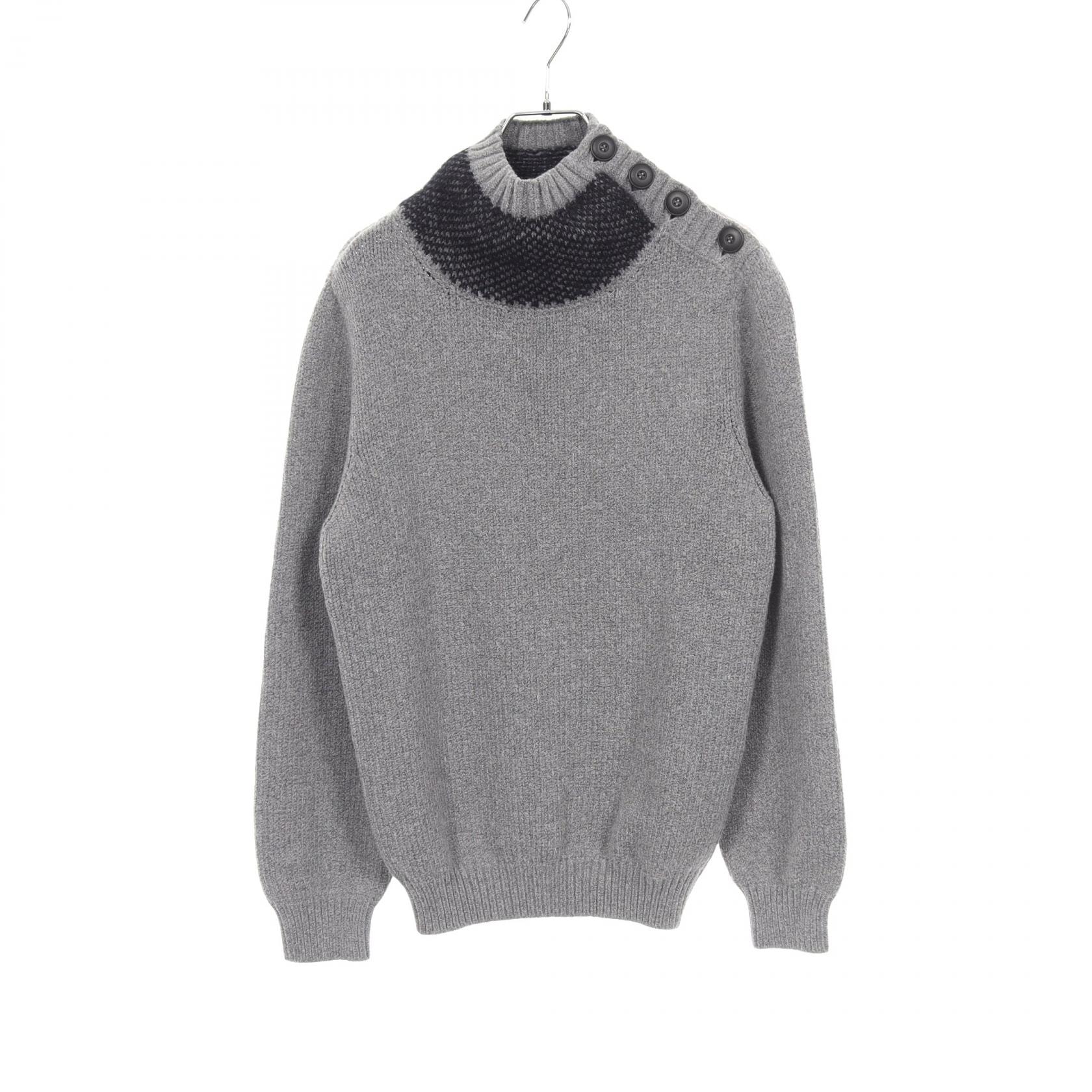 ジョルジオアルマーニ GIORGIO ARMANI ハイネック ショルダーボタン ニット 衣料品 トップス ウール モヘヤ メンズ グレー系 6HSM26 【中古】
