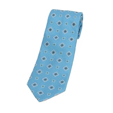 【中古】ブルックスブラザーズ Brooks Brothers makers and merchants シルク 小紋柄ネクタイ ライトブルーxグリーン【メンズ】