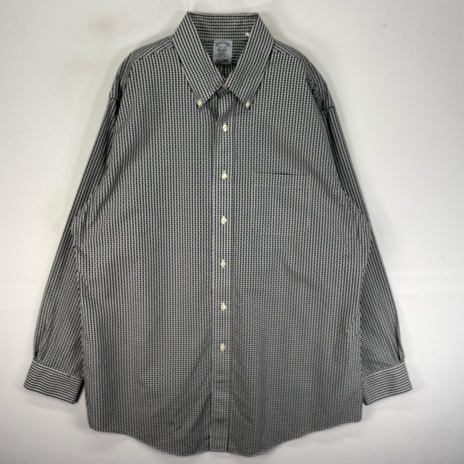 古着 ブルックスブラザーズ Brooks Brothers 長袖シャツ ボタンダウン 胸ポケット L  ブラック系 チェック メンズ