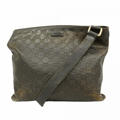 ★SALE【6db2080】グッチ ショルダーバッグ グッチシマ 201446 レザー ダークブラウン シャンパンゴールド金具【中古】レディース